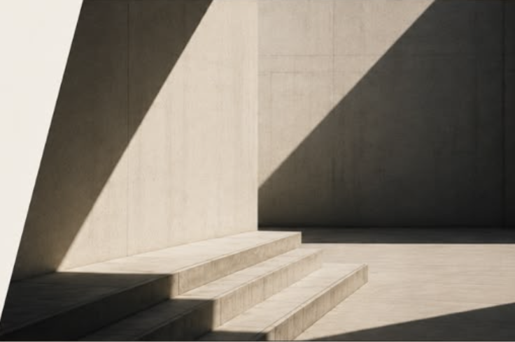 Concrete steps with dramatic light